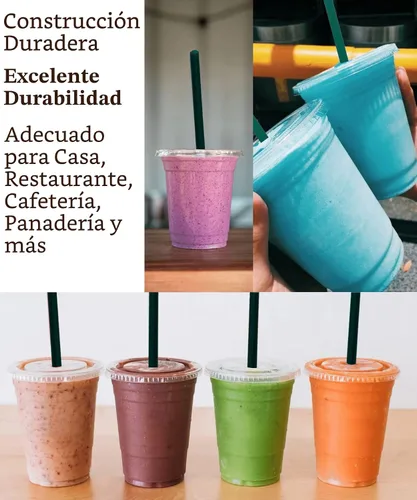 Vista 6 de Vasos de plástico transparente de 16 onzas con tapas y popotes, vasos desechables para bebidas frías, café helado, batidos, batidos, 25