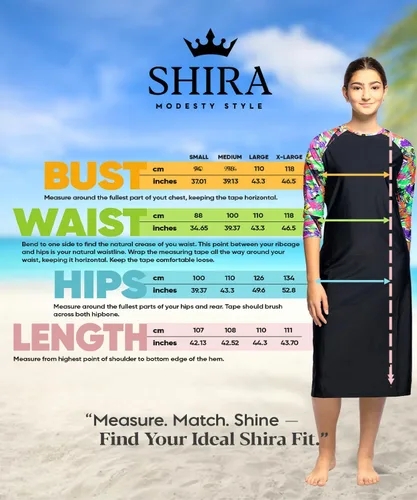 Vista 8 de Vestido de natación Shira Modest para mujer, manga 34, cubierta Tznius, protección solar UPF 50+, secado rápido