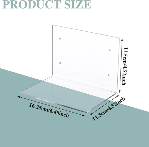 Vista 3 de Tenceur Estantería flotante invisible de 6 piezas para pared, organizador de libros montado en la pared, estantes flotantes acrílicos