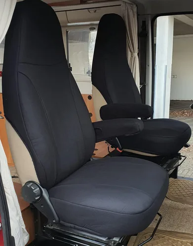 Vista 2 de Fundas de asiento personalizadas, compatibles con autocaravanas, asientos del conductor y del pasajero, código de colores: 804 Beige Camelbeige