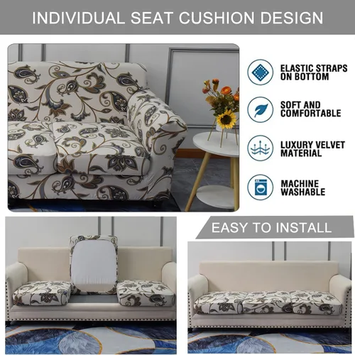 Vista 4 de CRFATOP Fundas para sillas suaves de 2 piezas para perros, fundas elásticas para sillón de 1 plaza, fundas de muebles de sofá lavables con 1 funda