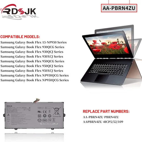 Vista 3 de AA-PBRN4ZU - Batería para portátil Samsung Galaxy Book Flex 930QCG 930QCJ 930XCJ NP930QCG NP930QCG-K01 950QCG 950QCG-X01 950QCG-X03 950QCJ 950XCJ
