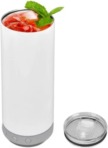 Vista 8 de Vaso de sublimación de 20 onzas, tazas aisladas de acero inoxidable 304, termos de doble pared al vacío desmontable con altavoz y luces LED, vaso