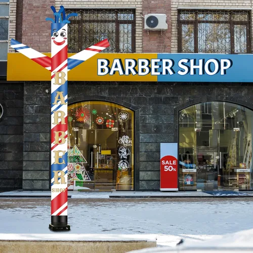 Vista 4 de Wenqik Barbería - Tubo inflable para hombre de 20 pies de alto, brazo agitador, tubo para hombre gigante, tipo marioneta bailarín loco para eventos