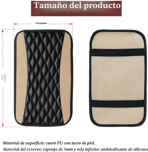 Vista 2 de Moly Magnolia Cojín Acolchado para Consola Central de Automóvil, Cubierta Protectora Universal de Cuero Impermeable para Caja de Asiento