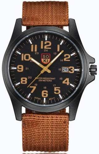 Vista 9 de balacoo Reloj de pulsera de cuarzo para hombre, estilo militar, reloj deportivo, correa de nailon tejida, calendario para niños y hombres
