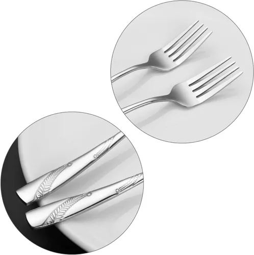 Vista 3 de Bringer Tenedor de postre de acero inoxidable, juego de tenedores pequeños para pasteles/ensaladas, paquete de 12