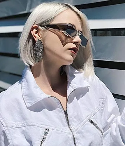 Vista 7 de FEISEDY Cool Rectangular Gafas de sol con lentes laterales hombres mujeres tendencia retro gafas de sol B2739