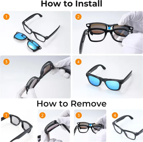 Vista 7 de HiBloks Polarized Clip for Ray-Ban Meta Wayfarer RW4006/4012 Standard 50-22