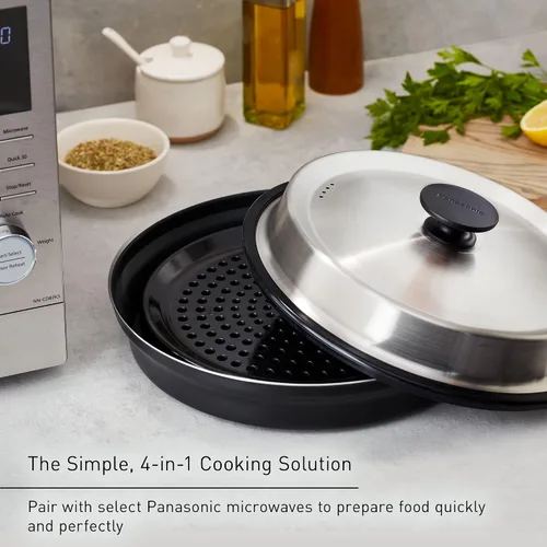 Vista 2 de Panasonic HomeChef - Olla mágica para horno microondas, apto para microondas, accesorio de utensilios de cocina 4 en 1 para sartén, cocción a fuego