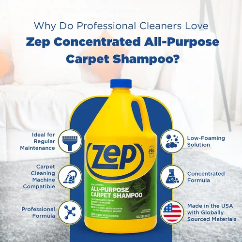 Vista 4 de Zep - Champú concentrado limpiador de alfombras multiusos, 1 galón, fórmula profesional elimina la suciedad y las manchas, ZUCEC128, (caja de 2)