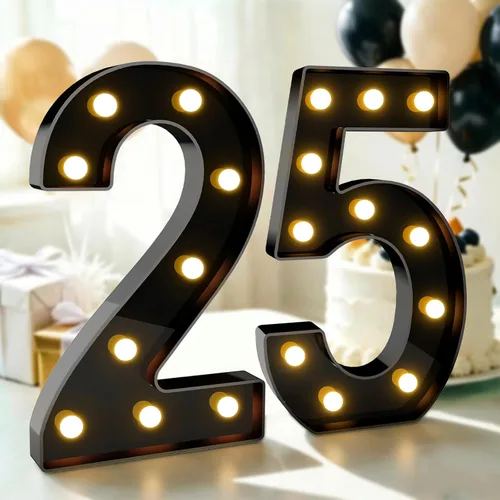 Vista 82 de Pooqla - Números iluminados negros, decoraciones de cumpleaños 50 para hombres Number 50
