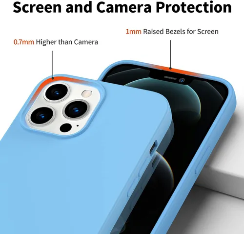 Vista 4 de Funda diseñada para iPhone 13 Pro Max, funda de silicona ultra delgada a prueba de golpes, de microfibra suave anti arañazos, protección mejorada