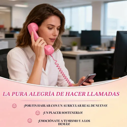 Vista 2 de Auricular de Teléfono Retro, Nuevo Auricular de Teléfono Estilo Retro Tipo-C 2026, Auriculares con Cable de Teléfono Retro Tipo-C Estilo Receptor
