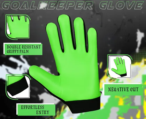 Vista 5 de Keeperking - Guantes de portero de fútbol para niños, niños y jóvenes, con doble protección en la muñeca y palma de látex antideslizante de 4 mm