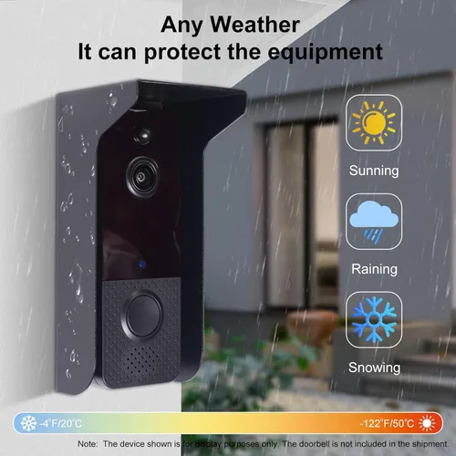 Vista 4 de Cubierta de metal para timbre, resistente a la intemperie, cubierta de lluvia para timbre, parasol antirreflejo, compatible con parpadeo/anillo