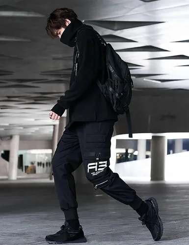 Vista 5 de DIOTSR Pantalones deportivos para hombre, pantalones de hip hop, pantalones punk, pantalones de pista Harem, ropa urbana Techwear, pantalones