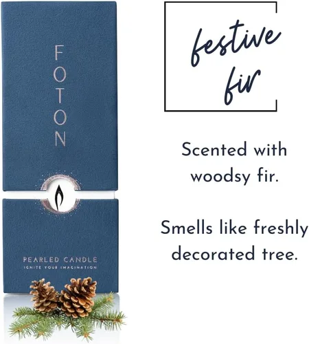 Vista 4 de Foton Pearled Candle - Vela de cera en polvo de 18 onzas – Velas de arena de cera en polvo con aroma a abeto navideño festivo, no tóxicas, de larga