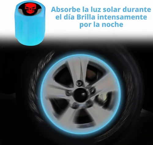 Vista 3 de 16 tapones fluorescentes para válvulas de neumáticos, accesorios de decoración universales para Calavera/Azul-16 piezas