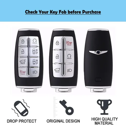 Vista 2 de Hyundai Genesis - Funda para llavero compatible con Hyundai Genesis G70 GV70 G80 GV80 G90 GV90 GV90 de silicona TPU funda protectora con llavero