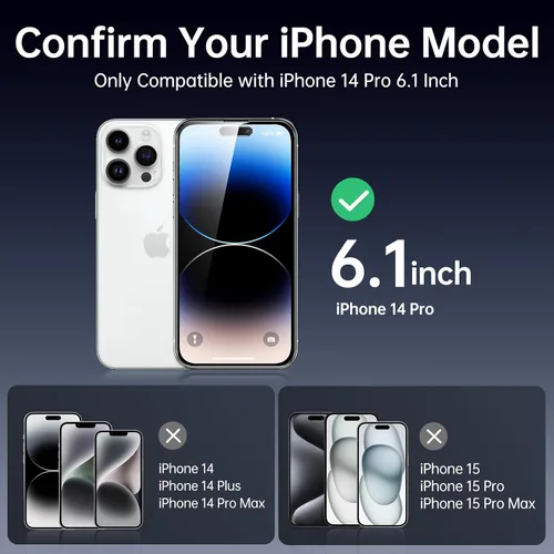 Vista 2 de SYNCWIRE Protector de pantalla de privacidad para iPhone 14 Pro de 6.1 pulgadas, paquete de 2 unidades, irrompible, antiespía, protector de vidrio