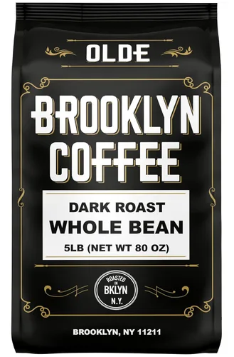 Vista 4 de Café de grano entero OLDE BROOKLYN COFFEE, tostado oscuro clásico (0.91 kg) Sabor audaz y suave, aroma intenso - Granos de café frescos en granel