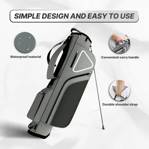 Vista 4 de Ultra-Lite Golf Stand Bag - 3 Lbs, 4 Way Divider Portable Golf Club Carry Bag, Water-Repellent Golf Travel Case with Rain Hood, Golf Gifts for Men