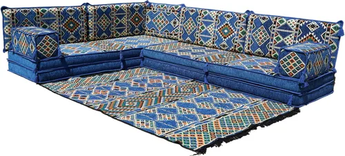 Vista 10 de arabicsofa Juego de sofás árabes tradicionales en forma de L - Sofás seccionales marroquíes - Asientos Majlis orientales para sala de estar