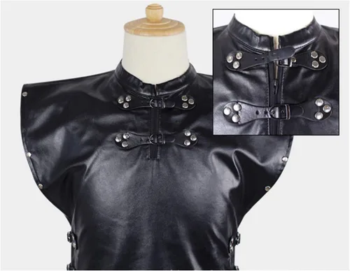 Vista 4 de ALIZIWAY Disfraz de cosplay de Jon Snow con abrigo, capa negra, disfraz de caballeros de Halloween para hombre