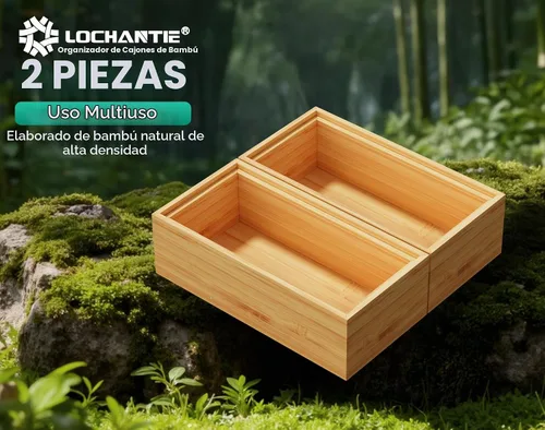Vista 5 de Pequeñas cajas organizadoras de cajones de cocina de bambú bandeja