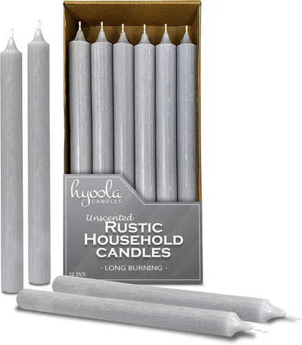 Vista 13 de Hyoola Velas de cena de 10 pulgadas – Paquete de 12 velas blancas altas sin perfume rústicas de larga combustión