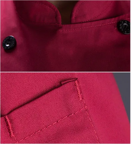 Vista 4 de Chaqueta de chef clásica de manga 34 con doble botonadura para mujer