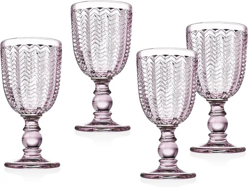 Vista 3 de Godinger Vaso de vidrio de sarga para vino blanco, color verde esmeralda, juego de 4