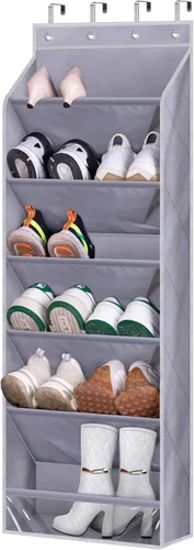 Vista 11 de KEETDY Organizador de zapatos sobre la puerta para 20 pares de tenis, organizador grande de zapatos colgantes para armario, puerta, almacenamiento
