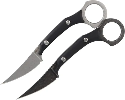 Vista 2 de MASALONG Colmillos de jabalí kni225 karambit mini cuchillo táctico (lavado de piedra blanca)