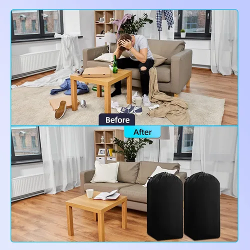 Vista 5 de Bolsa de lavandería de viaje extra grande con cierre de cordón, bolsas de almacenamiento de mantas de 130 litros, lavable a máquina, bolsa