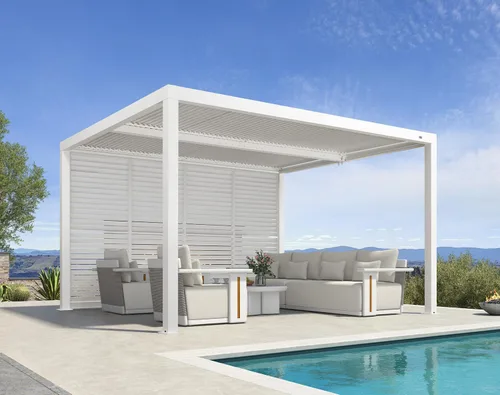 Vista 36 de PURPLE LEAF - Pérgola al aire libre con listones 10 x 12 pies de aluminio blanco con toldo rígido moderno y ajustable para patio, jardín