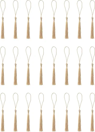 Vista 12 de SOWAKA 30 piezas de mini borlas suaves con lazo para manualidades, proyectos de manualidades, aretes, fabricación de joyas, recuerdo, graduación