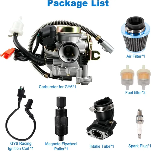 Vista 2 de Carburador 139QMB para GY6 50CC 49CC 4 tiempos Scooter Taotao Motor 0.709 in carb+ filtro de aire colector de admisión - Carburador de 50 cc