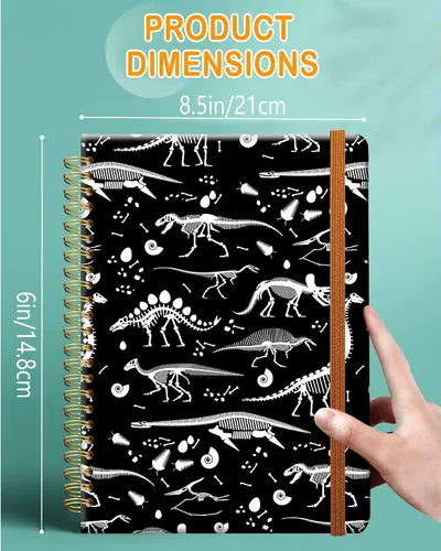 Vista 4 de Cuaderno de escritura en espiral a rayas, diario universitario forrado de tapa dura A5 para niños y niñas, encuadernación de doble alambre fuerte