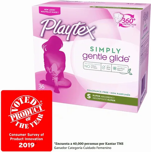 Vista 3 de Tampones Playtex Simply Gentle Glide sin perfume, superabsorción, 36 unidades (paquete de 1) (el empaque puede variar)