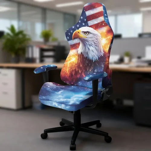 Vista 4 de Bald Eagle Gaming Protector for Students American Flag Stretchy Armrest Covers Patriotic Ergonomic Office Cover Dustproof Home & Dorm Room Decor