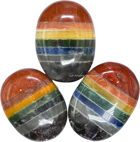 Vista 7 de Piedras de Siete Chakras de Amazing Gemstone y Piedras Curativas - Grandes Piedras de Palma de Cristal - Cristal para Buena Suerte, Energía Positiva