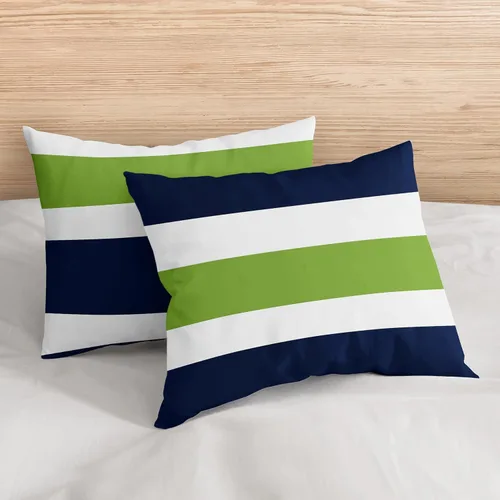 Vista 5 de Sweet Jojo Designs Azul marino, verde lima, verde y blanco, para niños, adolescentes, 3 piezas, matrimonial/queen, colección de ropa de cama a rayas