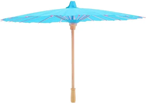 Vista 6 de Haofy Paraguas de papel para sombrilla, paraguas de papel en blanco para decoración de niños, pintura a mano, manualidades, decoración de boda, Azul
