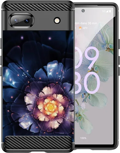 Vista 24 de CasesOnDeck - Funda de TPU negra compatible con Google Pixel 6A (2022) / Pixel 6A, delgada, minimalista, flexible, texturizada, formas abstractas