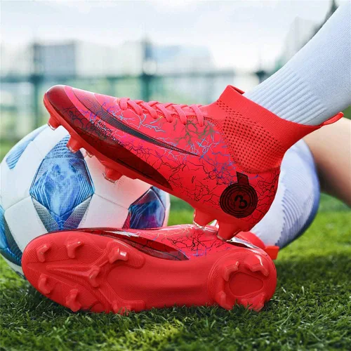 Vista 5 de GEXECEUSS Botas de fútbol de alta calidad, transpirables, ligeras, juveniles, profesionales, zapatos de fútbol de suelo firme para entrenamiento
