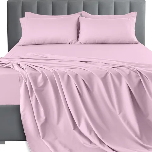 Vista 236 de LUX Décor - Juego de sábanas Twin de microfibra ultrasuave de 3 piezas con sábana encimera, sábana bajera de 16 pulgadas de profundidad y funda