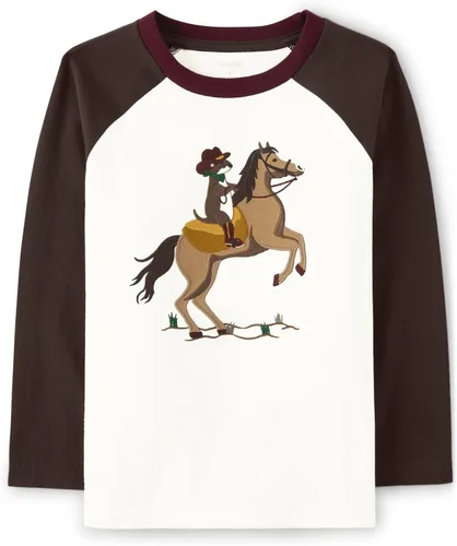 Vista 17 de Gymboree - Camisetas de manga larga con bordado gráfico para niños y niños pequeños, diseño de otoño y festivo Oso de trapo de manzana