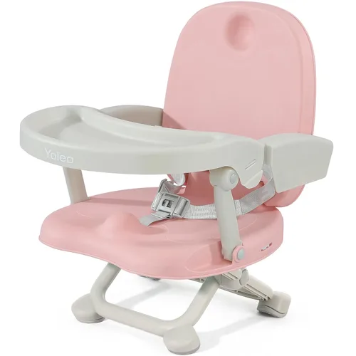 Vista 10 de YOLEO Silla alta para bebé, asiento elevador para mesa de comedor, sillas altas plegables con alturas ajustables, asiento elevador de viaje con Verde